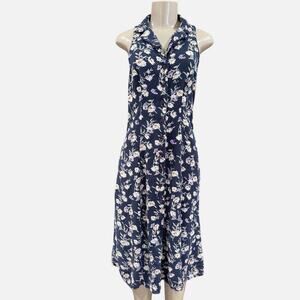 VTG Jamie Brooke Petite Floral Halter Neck Button Down Dress Fairy Romantic 12P
